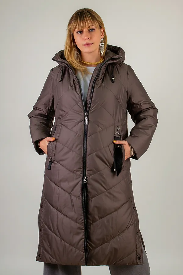 Куртка верблюжья шерсть арт. 2285, Евро-зима НАТАЛИ, коричневый - фото 2