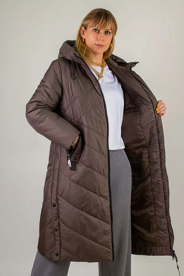 Куртка верблюжья шерсть арт. 2285, Евро-зима НАТАЛИ, коричневый - фото 2