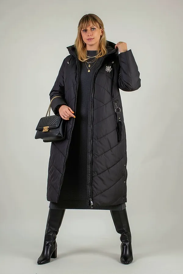 Куртка верблюжья шерсть арт. 2285, Евро-зима НАТАЛИ, черный - фото 2