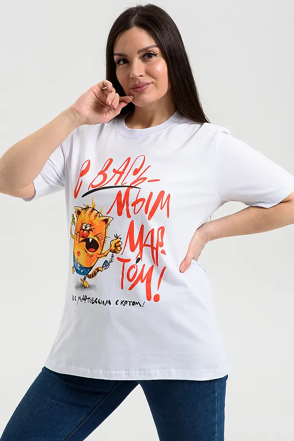 Футболка 8540 НАТАЛИ, белый+вась - фото 2