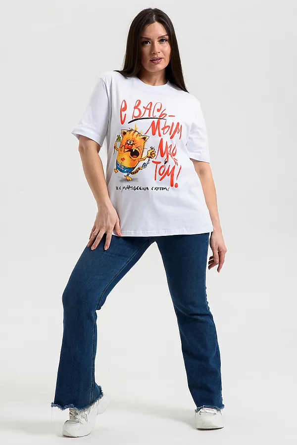 Футболка 8540 НАТАЛИ, белый+вась - фото 2