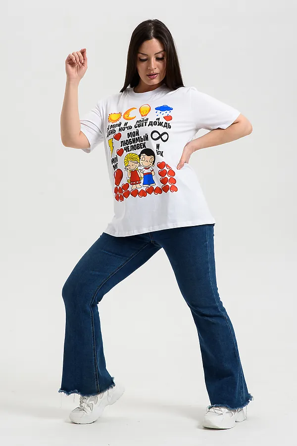 Футболка 8540 НАТАЛИ, белый+вась - фото 2