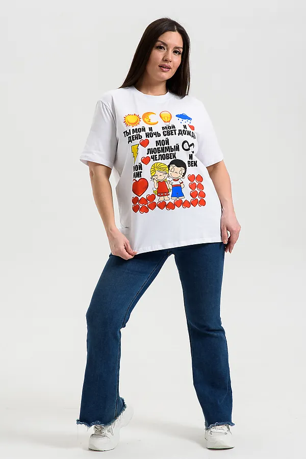 Футболка 8540 НАТАЛИ, белый+парочка - фото 2