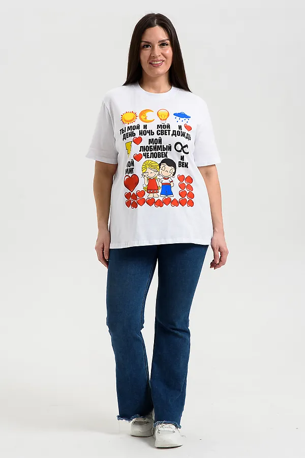 Футболка 8540 НАТАЛИ, белый+парочка - фото 2