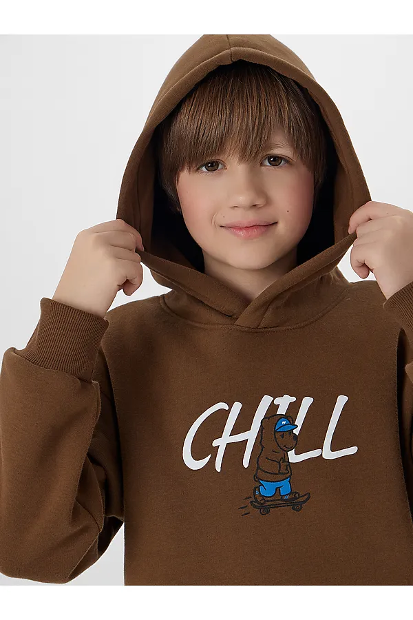 Комплект (Худи+Брюки) MARK FORMELLE, коричневый +печать - фото 2