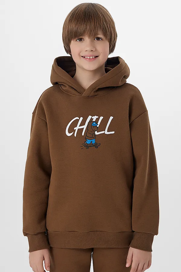 Комплект (Худи+Брюки) MARK FORMELLE, коричневый +печать - фото 2