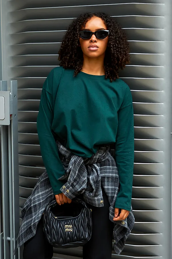 Лонгслив Лонг-оверсайз НАТАЛИ, темно-зеленый - фото 2