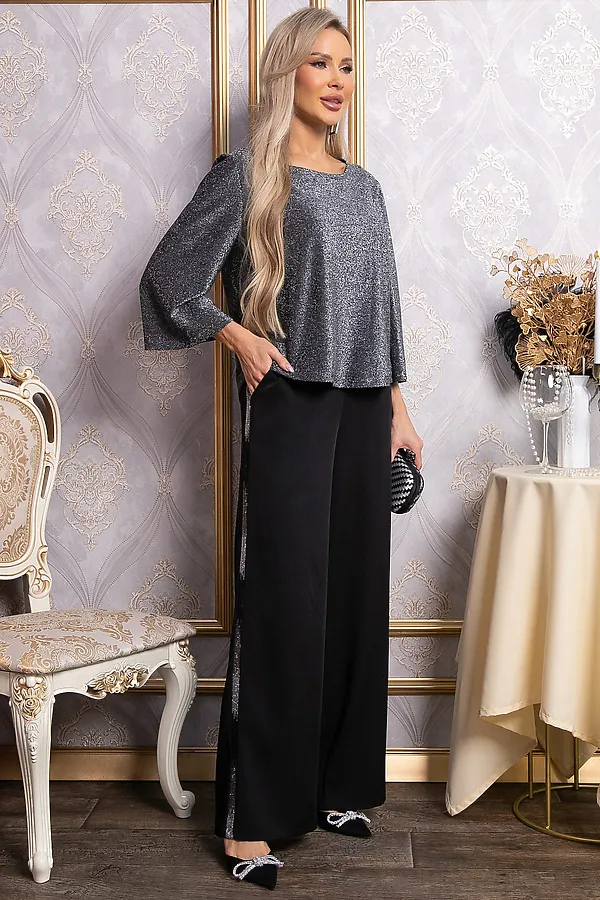 Брюки LADY TAIGA, черные/серебро - фото 2