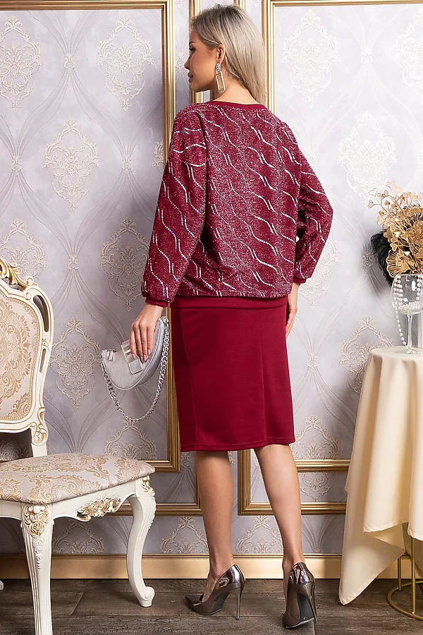 Костюм (Джемпер+Юбка) LADY TAIGA, бордовое - фото 2