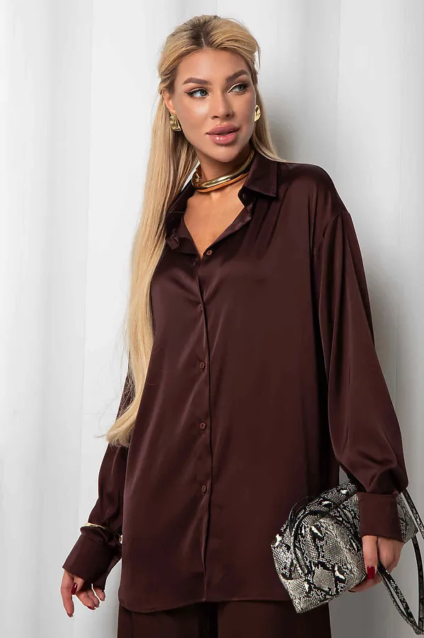 Рубашка KOSMOS, горький шоколад - фото 2