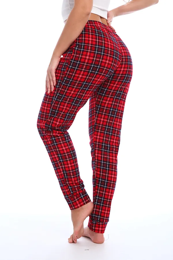 Брюки пижамные в клетку НАТАЛИ, красный-синий - фото 2