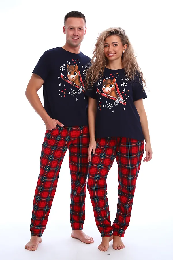 Пижама с брюками Лошадка НАТАЛИ, синий+красный - фото 2