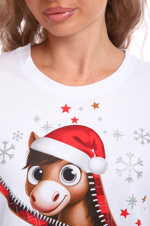 Пижама с брюками Лошадка НАТАЛИ, белый/красный - фото 2