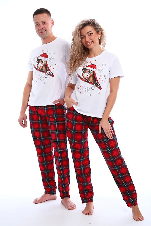 Пижама с брюками Лошадка НАТАЛИ, белый/красный - фото 2