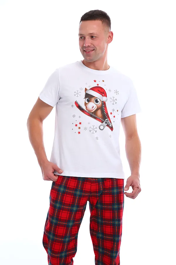 Пижама с брюками Лошадка НАТАЛИ, белый/красный - фото 2