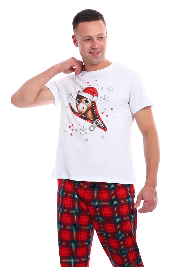 Пижама с брюками Лошадка НАТАЛИ, белый/красный - фото 2