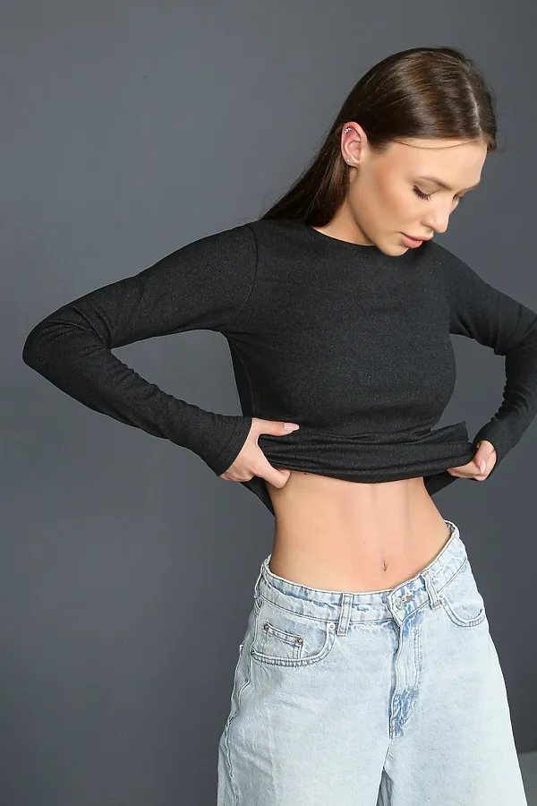 Лонгслив кашемир НАТАЛИ, графит - фото 2