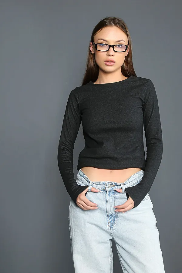 Лонгслив кашемир НАТАЛИ, графит - фото 2