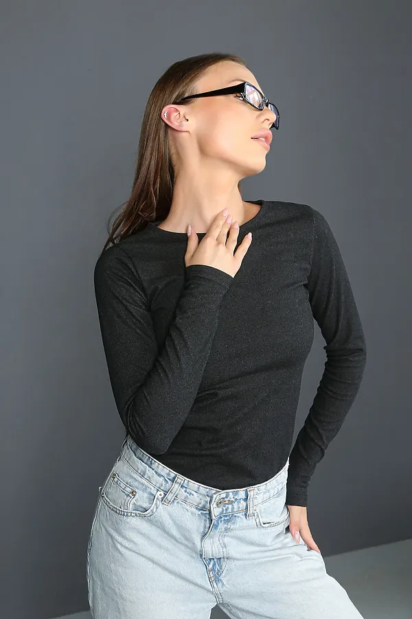 Лонгслив кашемир НАТАЛИ, графит - фото 2