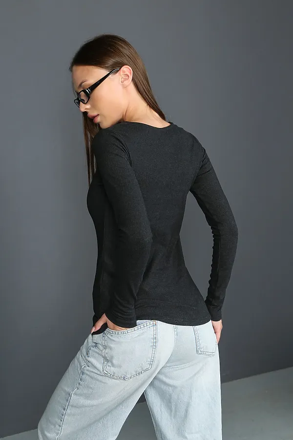 Лонгслив кашемир НАТАЛИ, графит - фото 2