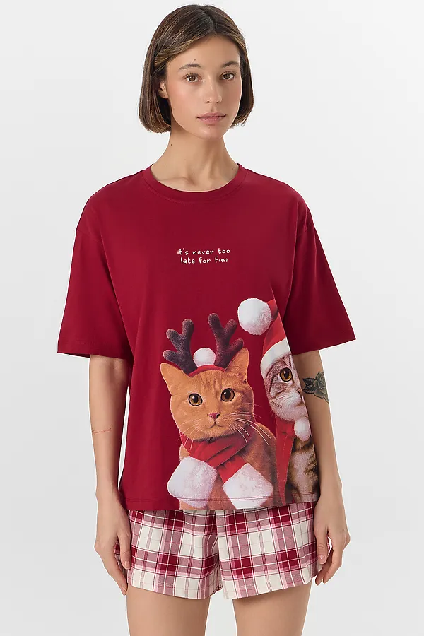 Пижама MARK FORMELLE, бордо +молочно -бордовая клетка - фото 2