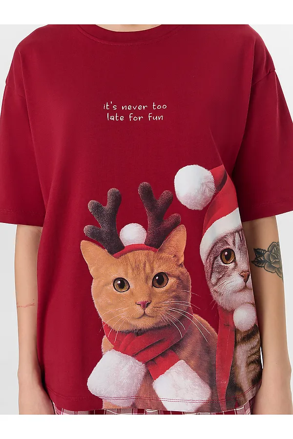 Пижама MARK FORMELLE, бордо +молочно -бордовая клетка - фото 2