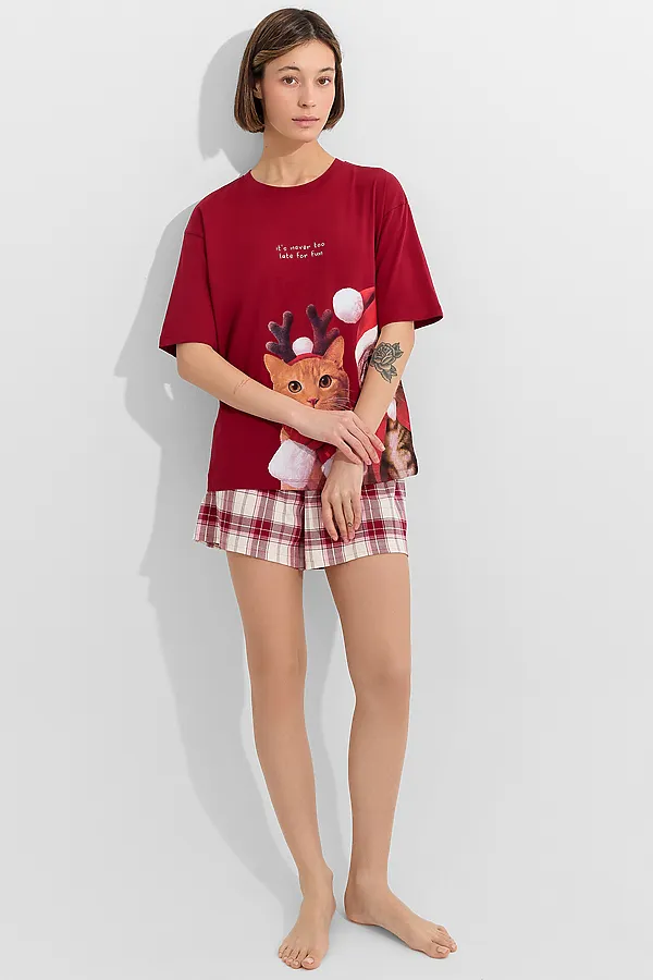 Пижама MARK FORMELLE, бордо +молочно -бордовая клетка - фото 2
