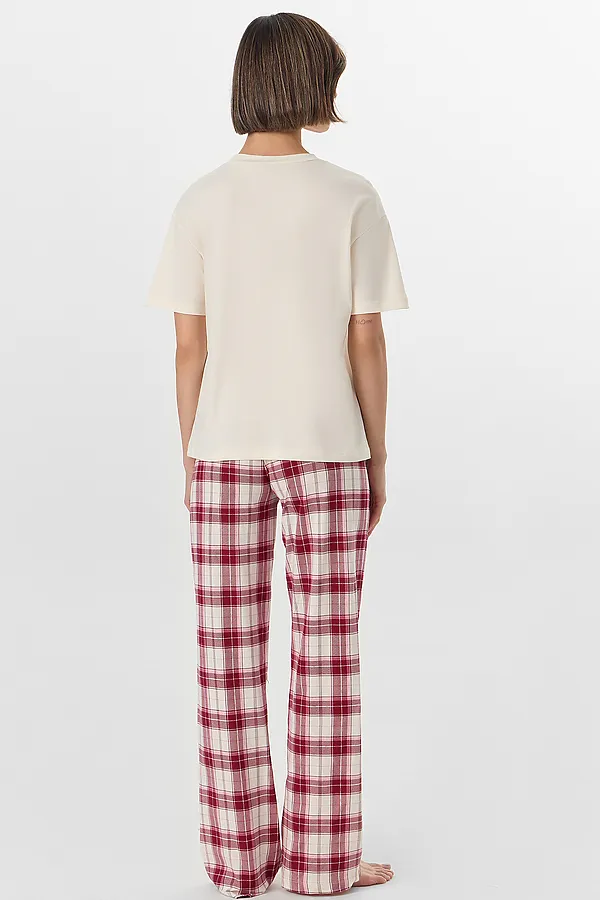 Пижама MARK FORMELLE, молочный +молочно -бордовая клетка - фото 2