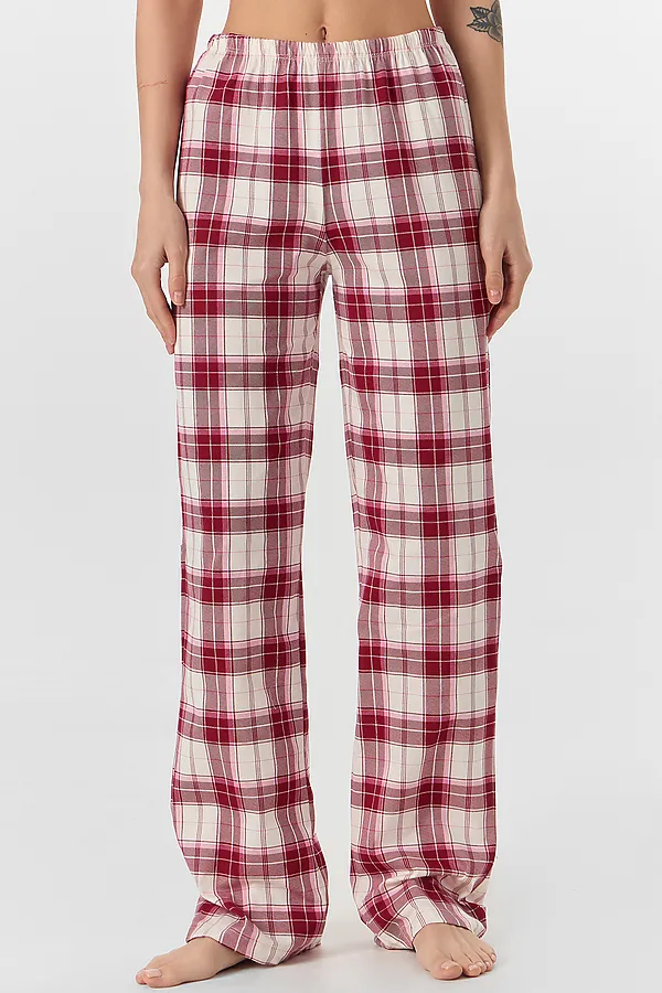 Пижама MARK FORMELLE, молочный +молочно -бордовая клетка - фото 2