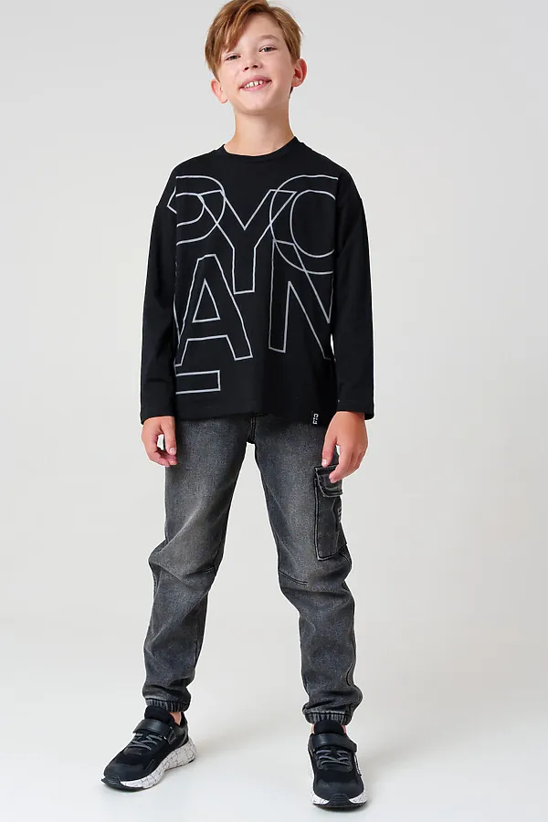 Лонгслив PLAYTODAY, черный,серый - фото 2