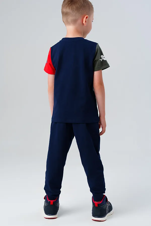 Комплект (Футболка+Брюки) PLAYTODAY, тёмно-синий,хаки,красный - фото 2