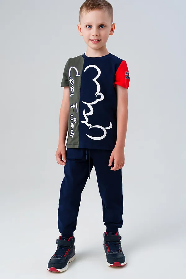 Комплект (Футболка+Брюки) PLAYTODAY, тёмно-синий,хаки,красный - фото 2