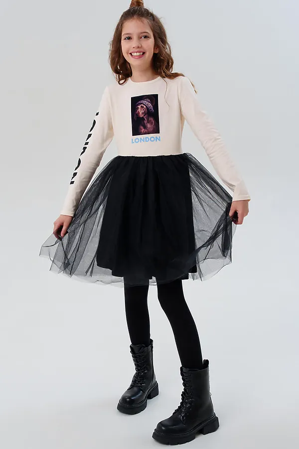 Платье PLAYTODAY, молочный,черный - фото 2