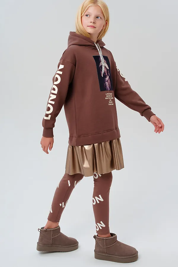 Платье PLAYTODAY, коричневый,золотой - фото 2