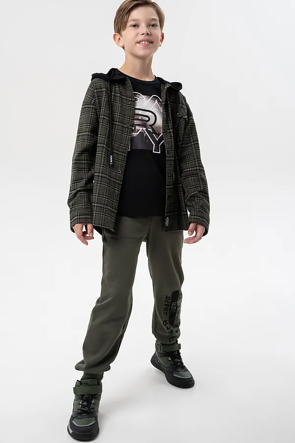 Рубашка PLAYTODAY, хаки,черный - фото 2