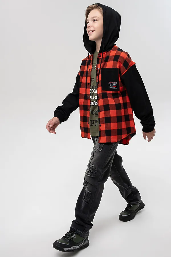 Рубашка PLAYTODAY, черный,красный - фото 2