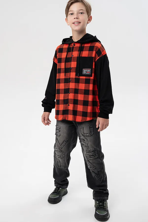 Рубашка PLAYTODAY, черный,красный - фото 2