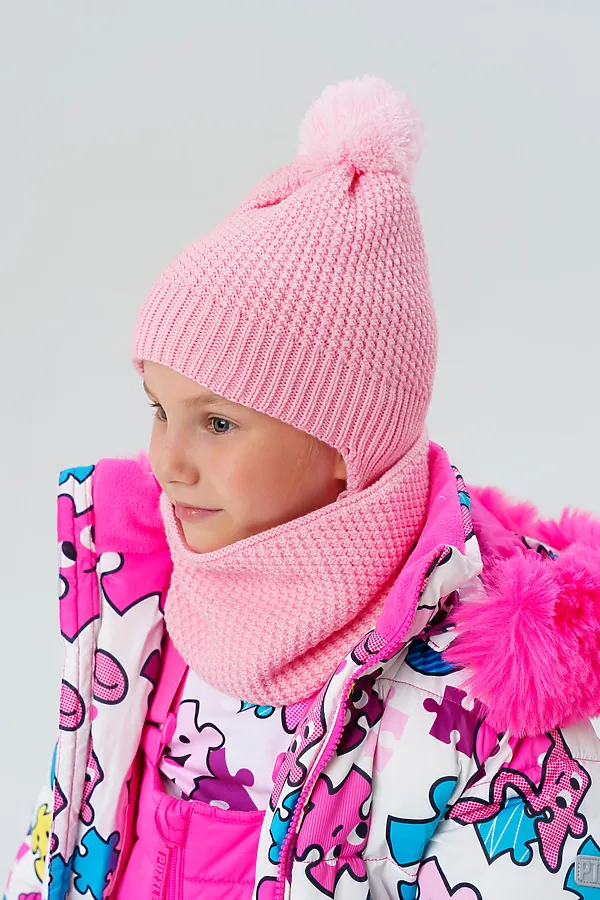 Комплект (Шапка+Снуд) PLAYTODAY, светло-розовый - фото 2