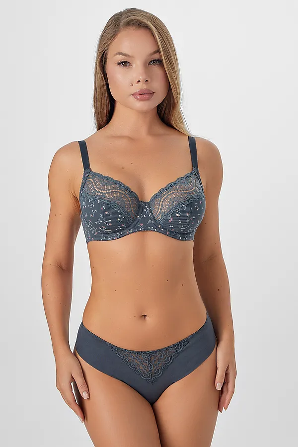 Бюстгальтер MARK FORMELLE, цветы на т.сером - фото 2