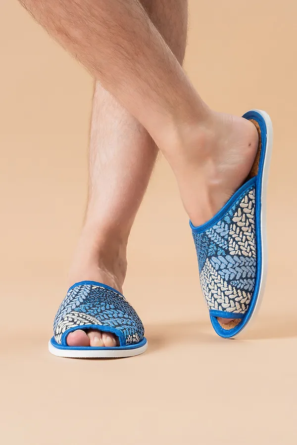 Тапки МШО(пр) НАТАЛИ, косички/синий - фото 2