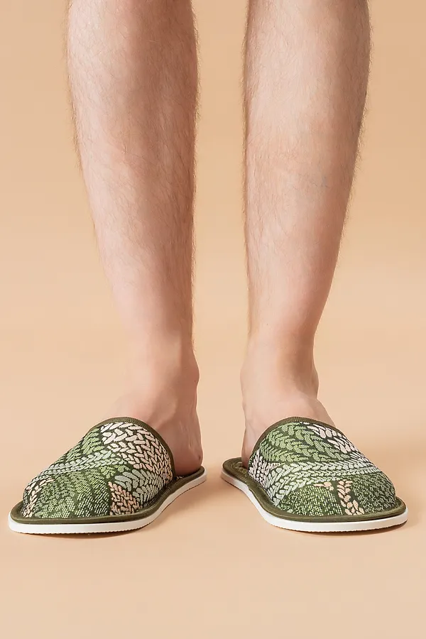 Тапки МТП НАТАЛИ, косички/зеленый - фото 2