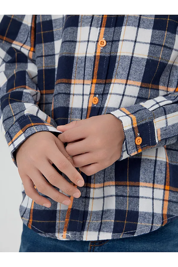Рубашка MARK FORMELLE, синя-оранжевая клетка - фото 2