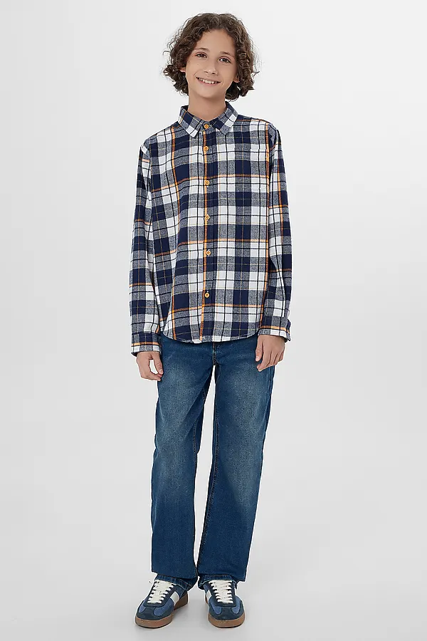 Рубашка MARK FORMELLE, синя-оранжевая клетка - фото 2