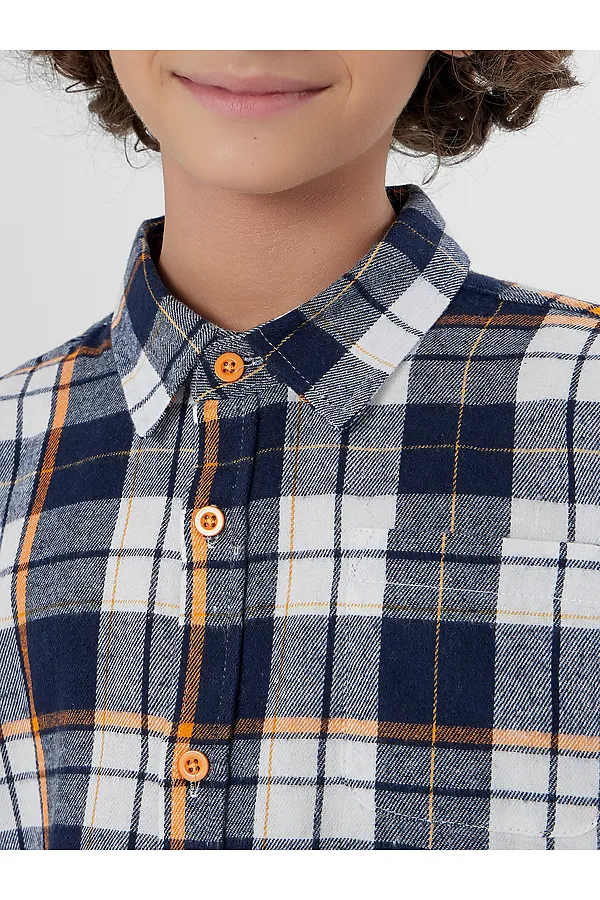 Рубашка MARK FORMELLE, синя-оранжевая клетка - фото 2