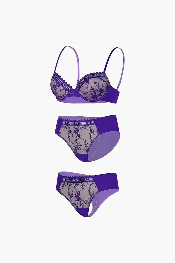 Комплект (Бюстгальтер+Трусы, 2 шт.) INDEFINI, фиолетовый - фото 2