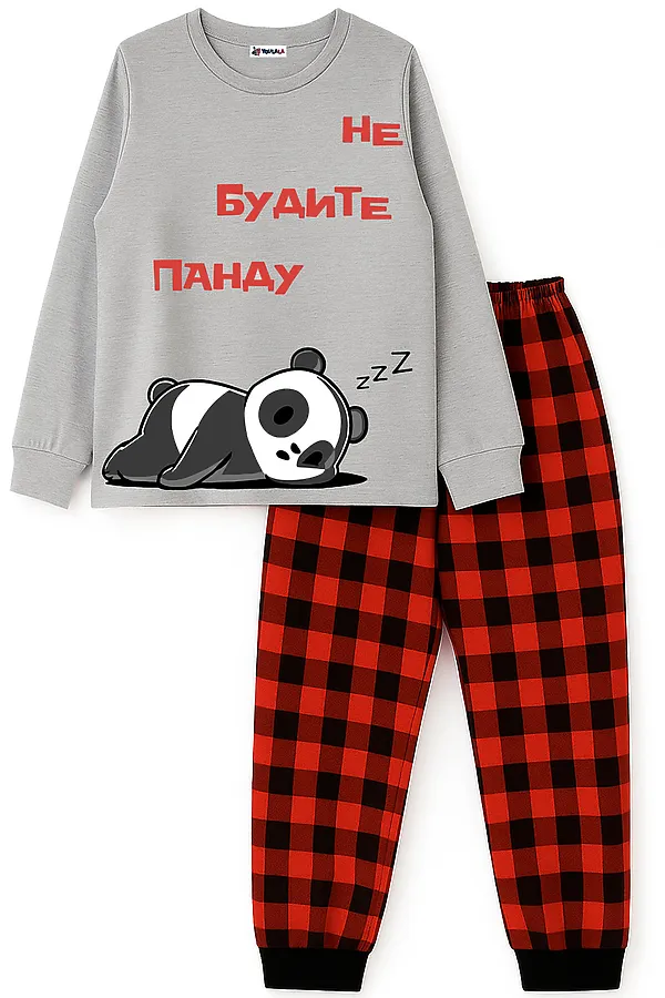 Пижама YOULALA, серый, красный - фото 2