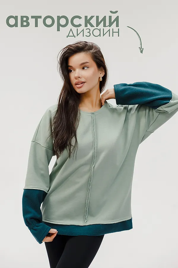 Толстовка с начесом НАТАЛИ, зеленый - фото 2