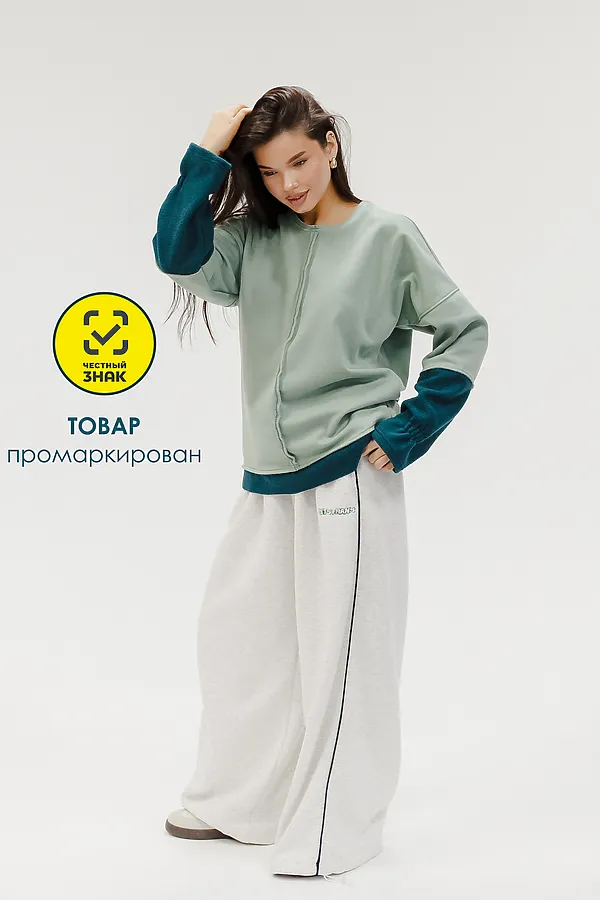 Толстовка с начесом НАТАЛИ, зеленый - фото 2