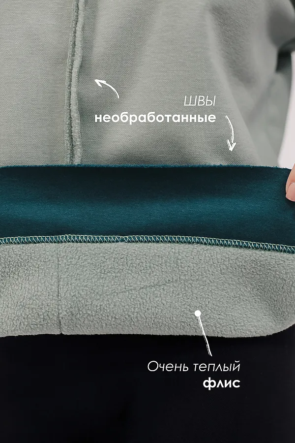 Толстовка с начесом НАТАЛИ, зеленый - фото 2