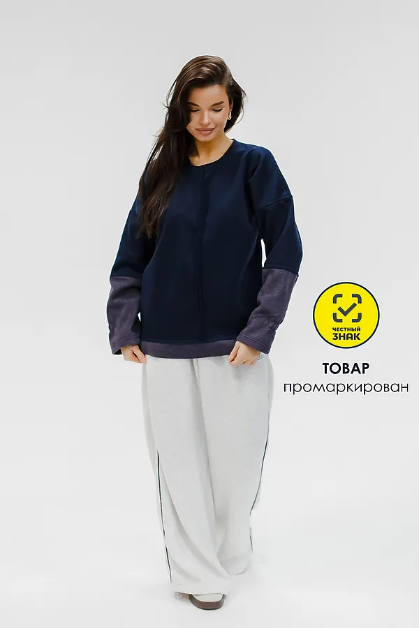 Толстовка с начесом НАТАЛИ, темно-синий - фото 2